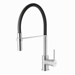 Invena Kameleon bateria zlewozmywakowa elastyczna wylewka czarna-chrom.