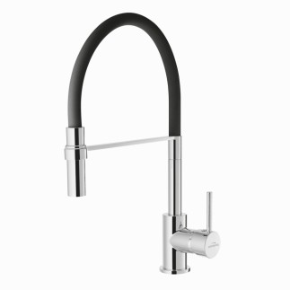 Invena Kameleon bateria zlewozmywakowa elastyczna wylewka czarna-chrom