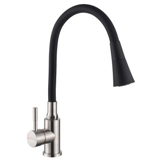 Invena Gabi bateria zlewozmywakowa elastyczna wylewka 2-funkcyjna czarna-inox