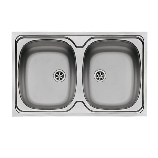 Pyramis International zlewozmywak stalowy 2-komorowy 80x50 x15 len