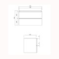 Cersanit Virgo szafka podumywalkowa szara z uchwytem czarnym 80 cm - rysunek techniczny.