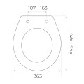 Hydrofox Teya deska wc duroplast wolnoopadająca universalna-rysunek techniczny.