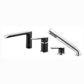 Ferro Adore bateria wannowa stojaca 4-otworowa chrom-czarny