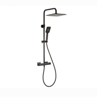 Valvex Cubus Black deszczownia z baterią termostatyczną czarna