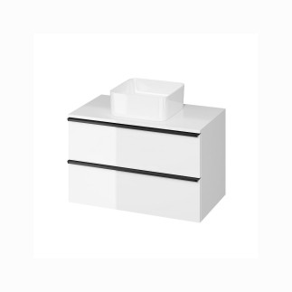 Cersanit Virgo szafka z blatem biała 80 cm i uchwyt czarny