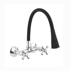 Invena Roma bateria zlewozmywakowa ścienna czarna.