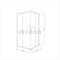 Invena Parla kabina prysznicowa kwadratowa drzwi przesuwne 80 x 80 x 180 cm - rysunek techniczny.