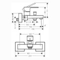 Hansgrohe Vernis Shape bateria wannowa czarna - rysunek techniczny.