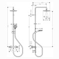 Hansgrohe Vernis Blend Showerpipe deszczownia z baterią termostatyczną chrom - rysunek techniczny.