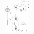 Hydroland Jowisz bateria wannowa ścienna chrom - rysunek techniczny.