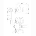 Hydroland Standart bateria wannowa ścienna chrom - rysunek techniczny.