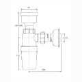 McAlpine syfon pisuarowy prosty - rysunek techniczny.