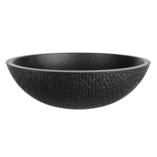 Laveo Amber umywalka nablatowa granitowa czarna 41 x 13,5 cm