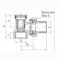 Valvex zawór grzejnikowy kątowy odcinający 1/2" - rysunek techniczny.