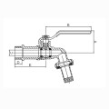 Invena zawór kulowy czerpalny 3/4" z szybkozłączką - rysunek techniczny.