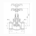 Perfexim zawór przelotowy 3/4" żeliwny - rysunek techniczny.