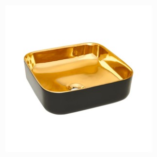 Invena Trend/Malaga umywalka nablatowa kwardatowa 39 x 39 cm czarno-złota