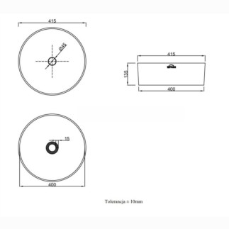 Invena Kos umywalka nablatowa 42 cm okrągła czarny-złoty połysk