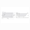 Sanplast WP/GESSA wanna prostokątna akrylowa 150x70 cm - rysunek techniczny.