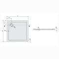 Sanplast Prestige brodzik kwadratowy zintegrowany 100x100x3 cm - rysunek techniczny.