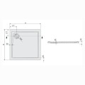 Sanplast Prestige brodzik kwadratowy zintegrowany 80x80x3 cm - rysunek techniczny.