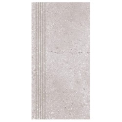 Nowa Gala Geotec 12 szary półpoler płytka gresowa stopnica frezowana 59,7x29,7x0,8cm