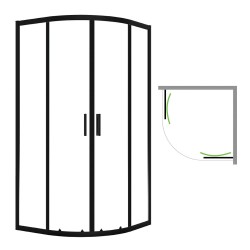 Laveo Bresso kabina natryskowa półokrągła szkło przezroczyste 90x90x185 cm czarny