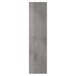 Nowa Gala Geotec 13 ciemnoszary płytka gresowa stopnica frezowana 119,7x29,7x0,85cm