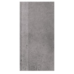 Nowa Gala Geotec 13 ciemnoszary płytka gresowa stopnica frezowana 59,7x29,7x0,8cm