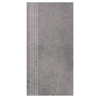 Nowa Gala Geotec 13 ciemnoszary płytka gresowa stopnica frezowana 59,7x29,7x0,8cm