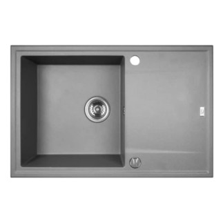 Laveo Megalo zlew granitowy 1 komorowy + ociekacz 500x780x185 szary + syfon + korek automatyczny
