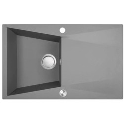Laveo Grenada zlewozmywak granitowy 1 komorowy z ociekaczem 480x780x204 szary + syfon + korek