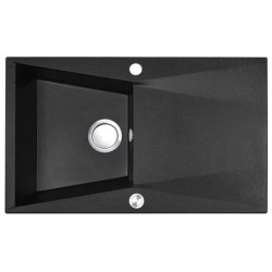 Laveo Grenada zlewozmywak granitowy 1 komorowy z ociekaczem 480x780x204 czarny + syfon + korek