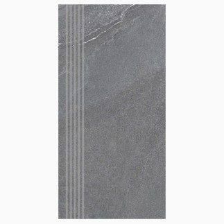 Nowa Gala Stonehenge SH 13 Ciemnoszary płytka gresowa stopnica frezowana 59,7x29,7x0,85cm