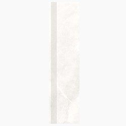 Nowa gala Tioga biała  płytka gresowa szkliwiona stopnica frezowana  matowa 29,7x119,7x0,8 cm