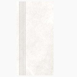 Nowa gala Tioga TG 01  płytka gresowa szkliwiona biała stopnica frezowana półpolerowana 59,7x29,7x0