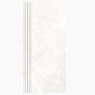 Nowa gala  Tioga TG 01 płytka gresowa szkliwiona biała stopnica frezowana półpolerowana 59,7x29,7x0,85 cm