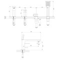 Omnires Apure bateria wannowa 4-otworowa chrom - rysunek techniczny