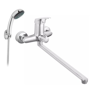 Ferro Feroo One bateria ścienna umywalkowo-wannowa z zestawen natryskowym chrom