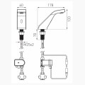 Ferro Sirocco Sensor Pre Mixed bateria umywalkowa stojąca bezdotykowa chrom- rysunek techniczny