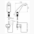 Ferro Sirocco Sensor Power-Safe bateria umywalkowa stojąca bezdotykowa chrom- rysunek techniczny