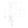 Omnires Armance bateria umywalkowa chrom - rysunek techniczny