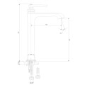 Omnires Armance bateria umywalkowa wysoka chrom - rysunek techniczny