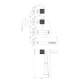 Omnires Contour bateria wannowa 4-otworowa chrom - rysunek techniczny