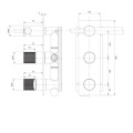 Omnires Contour bateria prysznicowo-wannowa podtynkowa antracyt - rysunek techniczny
