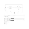 Omnires Contour bateria umywalkowa podtynkowa złoty szczotkowany - rysunek techniczny