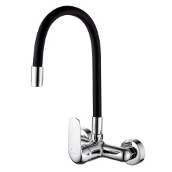 Kuchinox Elza bateria zlewozmywakowa ścienna z elastyczną wylewką chrom/czarny