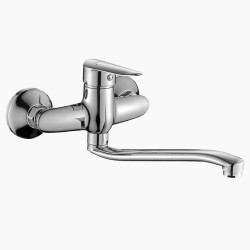 Kuchinox Cento bateria zlewozmywakowa ścienna ruchoma wylewka 304 mm chrom