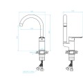 Kuchinox Cento bateria zlewozmywakowa stojąca z wylewką U 166 mm chrom-rys.tech.