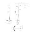 Omnires Contour termostatyczny system prysznicowo natynkowy chrom - rysunek techniczny